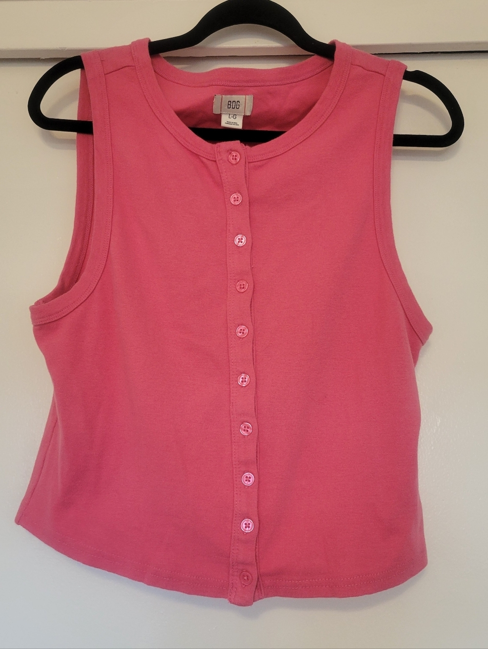 BDG Pink Button-Front Tank Top